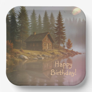 Assiettes En Carton Cabine au bord du lac