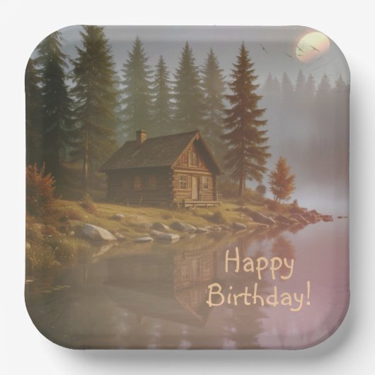 Assiettes En Carton Cabine au bord du lac (Recto)