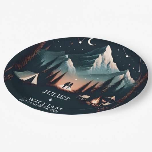 Assiettes En Carton Cabine Forest Wood Sky Tree Camping Mariage (Angle)