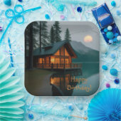 Assiettes En Carton Cabine Par Lac Anniversaire (Fête)