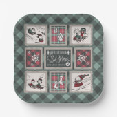 Assiettes En Carton cacahuètes | Ancien Motif de traîneau (Recto)