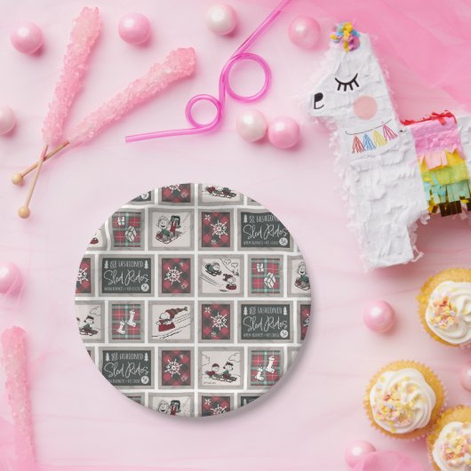 Assiettes En Carton cacahuètes | Ancien Motif de traîneau (Fête)