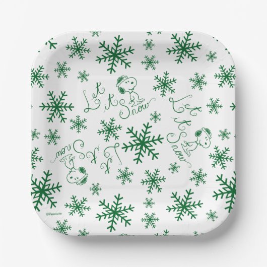 Assiettes En Carton cacahuètes | Christmas Snoopy Let It Snow Motif (Recto)