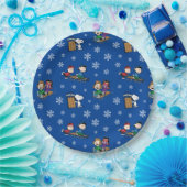 Assiettes En Carton cacahuètes | Hiver Sledding Fun Motif (Fête)