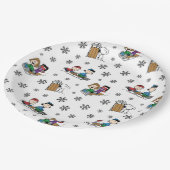 Assiettes En Carton cacahuètes | Hiver Sledding Fun Motif (Angle)