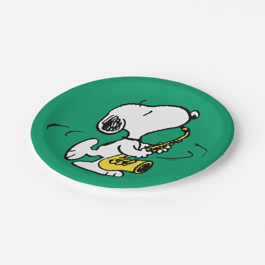 Assiettes En Carton cacahuètes | Lecteur Snoopy Saxophone (Angle)