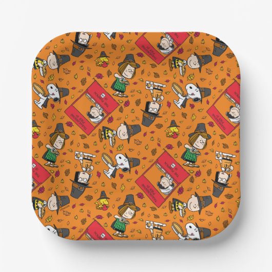 Assiettes En Carton cacahuètes | MOTIF BON THANKSGIVING (Recto)