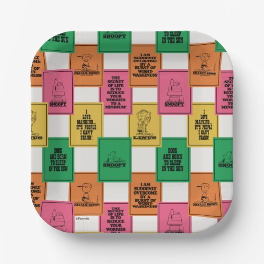 Assiettes En Carton cacahuètes | Motif Colorblock amusant (Recto)