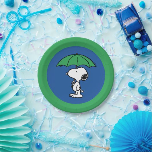 Assiettes En Carton cacahuètes | Parapluie vert Snoopy (Fête)
