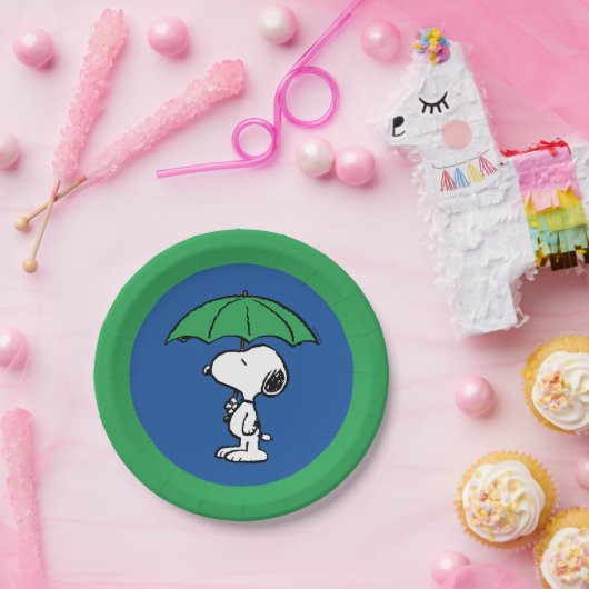 Assiettes En Carton cacahuètes | Parapluie vert Snoopy (Fête)