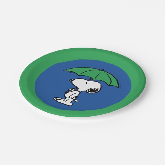 Assiettes En Carton cacahuètes | Parapluie vert Snoopy (Angle)