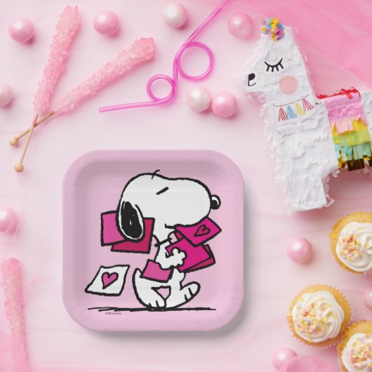 Assiettes En Carton cacahuètes | Saint Valentin | Snoopy Avec Valentin (Fête)