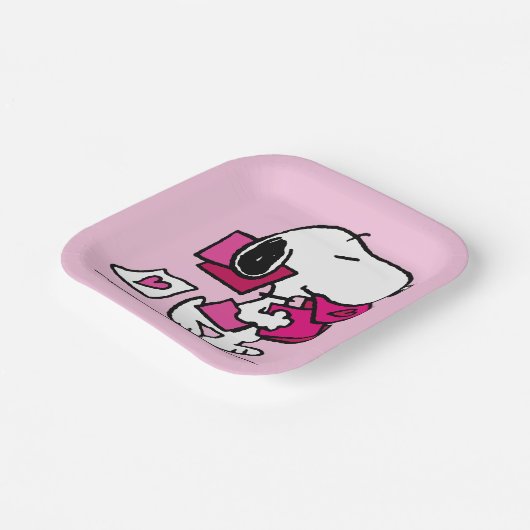 Assiettes En Carton cacahuètes | Saint Valentin | Snoopy Avec Valentin (Angulaire)