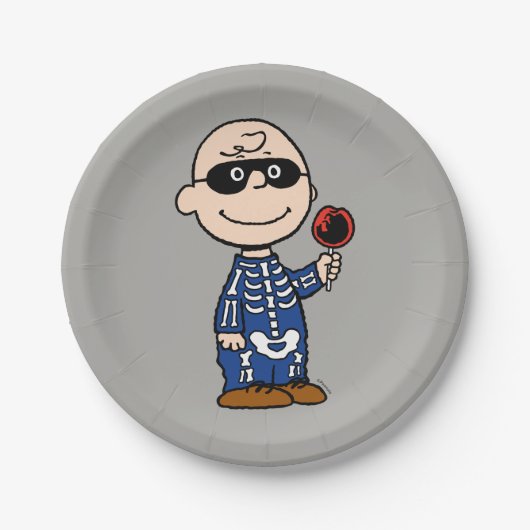 Assiettes En Carton cacahuètes | Skeleton Charlie Brown (Devant)