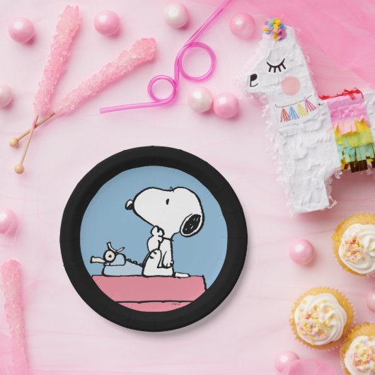 Assiettes En Carton cacahuètes | Snoopy à la machine à écrire (Fête)
