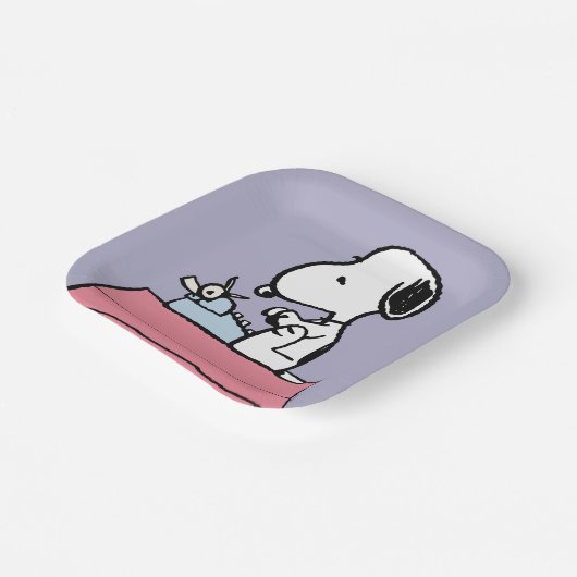 Assiettes En Carton cacahuètes | Snoopy à la machine à écrire (Angulaire)