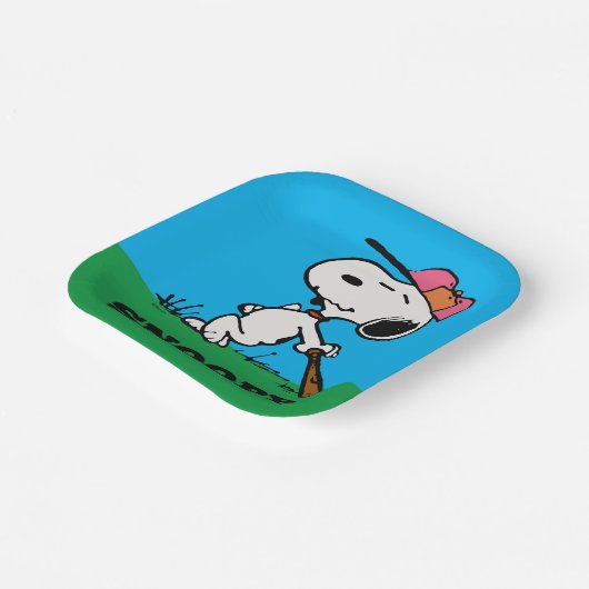 Assiettes En Carton cacahuètes | Snoopy at Bat (Angulaire)
