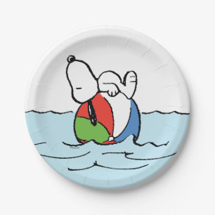 Assiettes En Carton cacahuètes   Snoopy Beach Ball Beach