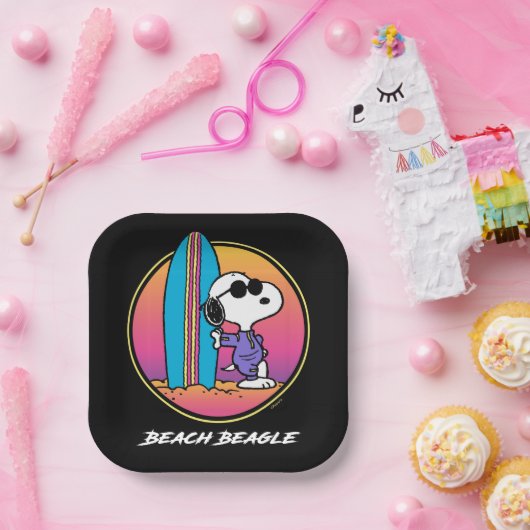 Assiettes En Carton cacahuètes | Snoopy Beach Beagle (Fête)