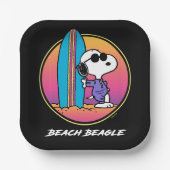 Assiettes En Carton cacahuètes | Snoopy Beach Beagle (Recto)