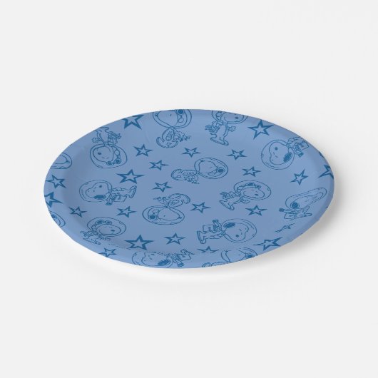 Assiettes En Carton cacahuètes | Snoopy Blue Space Astronaut Motif (Angle)