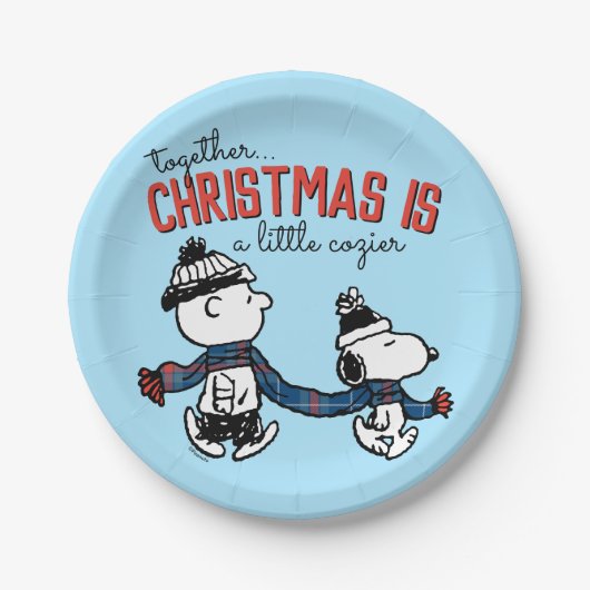 Assiettes En Carton cacahuètes | Snoopy & Charlie Brown Winter Scarf (Devant)