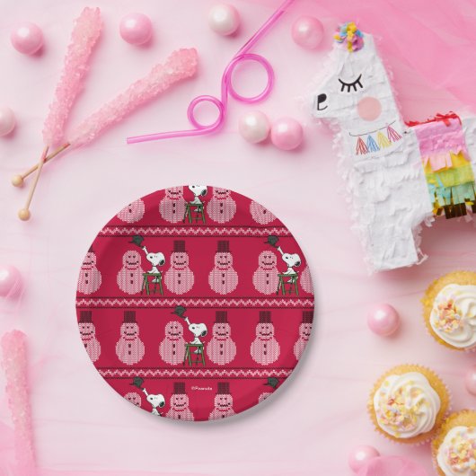 Assiettes En Carton cacahuètes | Snoopy Christmas Sweater Snowman (Fête)