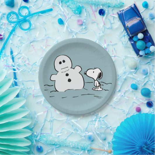 Assiettes En Carton cacahuètes | Snoopy Construit Un Snowman (Fête)