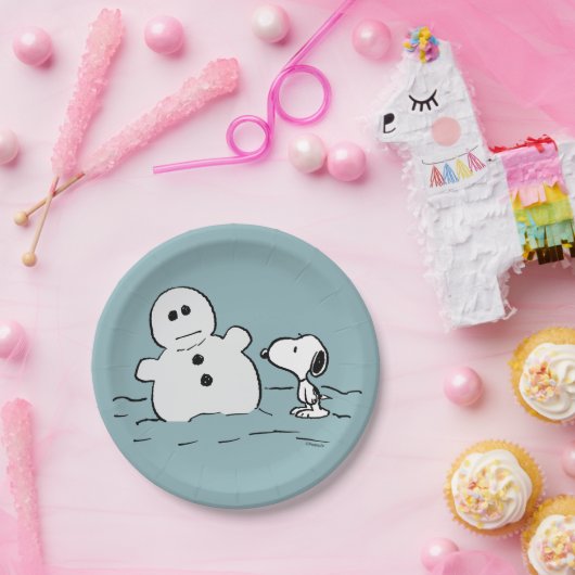 Assiettes En Carton cacahuètes | Snoopy Construit Un Snowman (Fête)