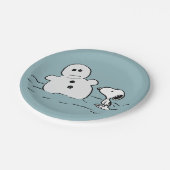 Assiettes En Carton cacahuètes | Snoopy Construit Un Snowman (Angle)
