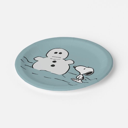 Assiettes En Carton cacahuètes | Snoopy Construit Un Snowman (Angle)