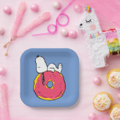 Assiettes En Carton cacahuètes | Snoopy Donut rose (Fête)