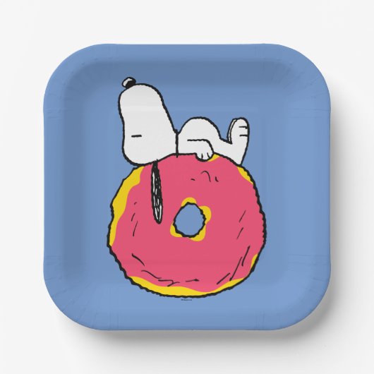 Assiettes En Carton cacahuètes | Snoopy Donut rose (Recto)