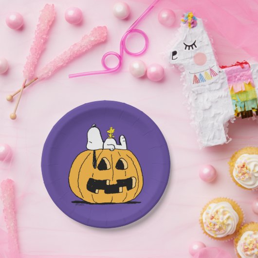 Assiettes En Carton cacahuètes | Snoopy et Woodstock Jack-O-Lantern (Fête)