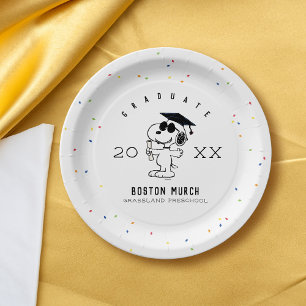 Assiettes En Carton cacahuètes   Snoopy Graduate