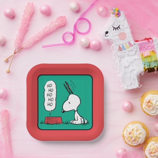 Assiettes En Carton cacahuètes | Snoopy Ho Ho Ho Plat alimentaire (Fête)