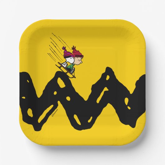 Assiettes En Carton cacahuètes | Snoopy & Linus Sled Ride (Recto)