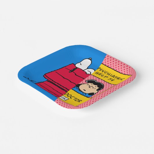 Assiettes En Carton cacahuètes | Snoopy & Lucy Half & Half (Angulaire)