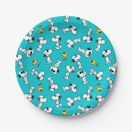 Assiettes En Carton cacahuètes | Snoopy & Lunettes de soleil Motif (Devant)