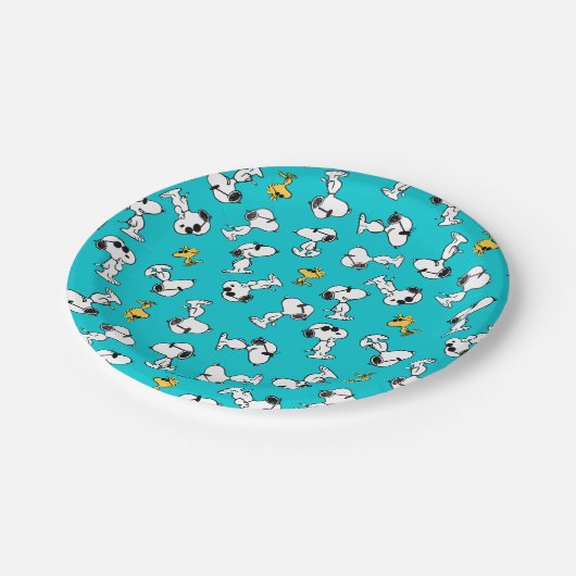 Assiettes En Carton cacahuètes | Snoopy & Lunettes de soleil Motif (Angle)