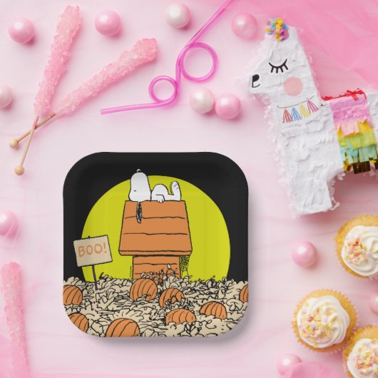 Assiettes En Carton cacahuètes | Snoopy Napping dans le patch Citrouil (Fête)