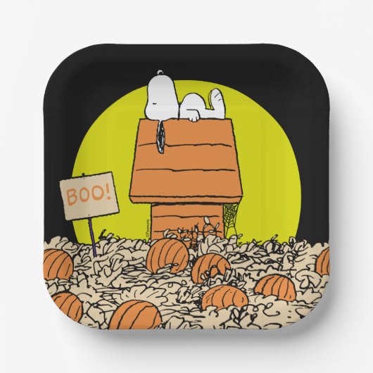 Assiettes En Carton cacahuètes | Snoopy Napping dans le patch Citrouil (Recto)