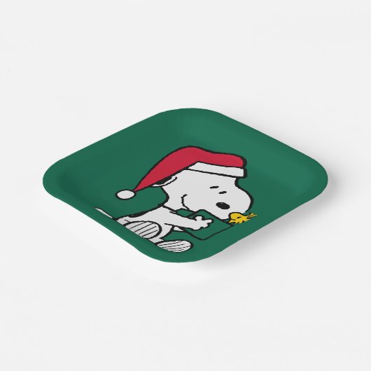 Assiettes En Carton cacahuètes | Snoopy Père Noël & Woodstock Cadeau (Angulaire)