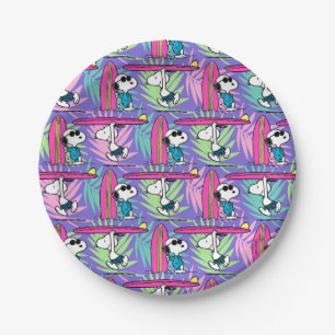 Assiettes En Carton cacahuètes Snoopy Purple Surf Motif