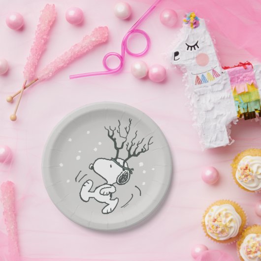 Assiettes En Carton cacahuètes | Snoopy Reindeer (Fête)