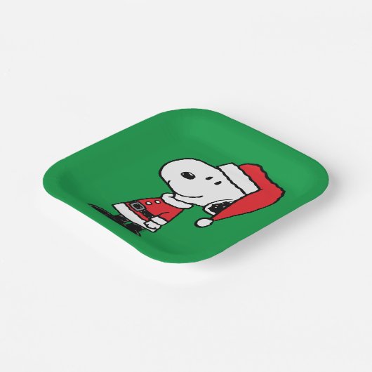Assiettes En Carton cacahuètes | Snoopy Santa Claus (Angulaire)