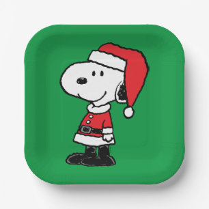 Assiettes En Carton cacahuètes   Snoopy Santa Claus