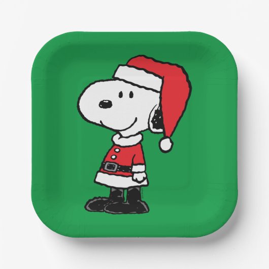 Assiettes En Carton cacahuètes | Snoopy Santa Claus (Recto)