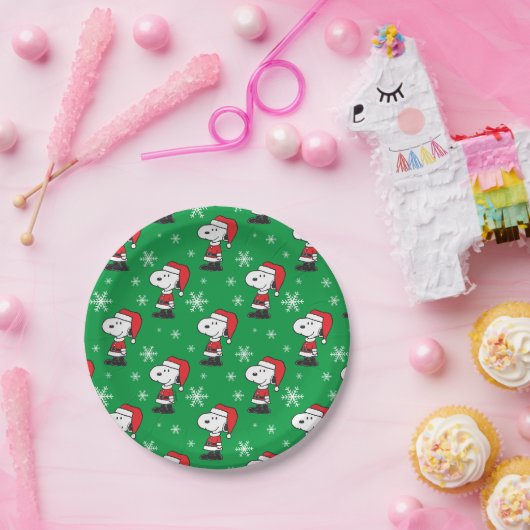 Assiettes En Carton cacahuètes | Snoopy Santa Claus (Fête)