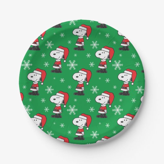 Assiettes En Carton cacahuètes | Snoopy Santa Claus (Devant)